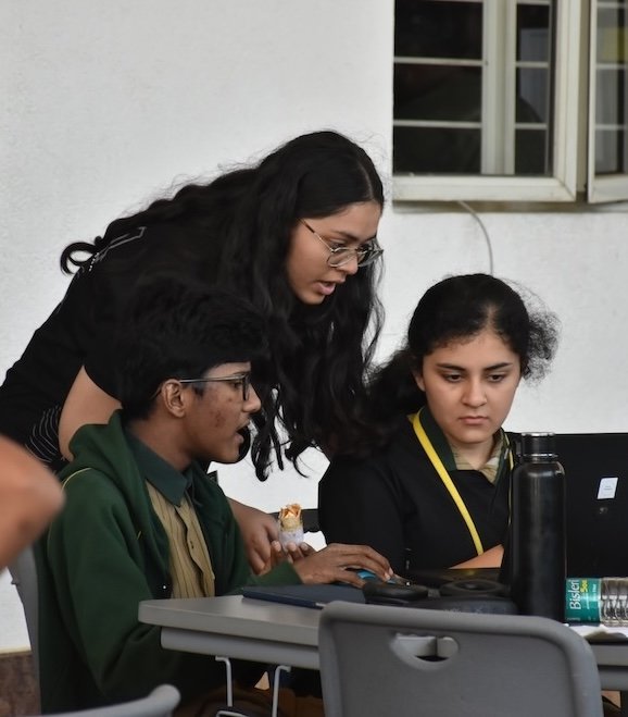 Mentor guiding a student team